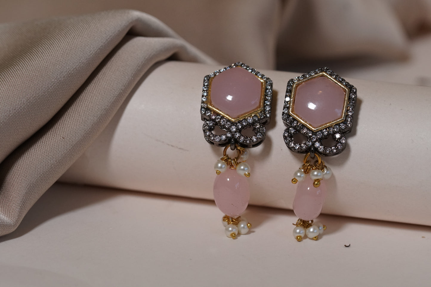 Pink Stone Polki Pendant set 4-7858