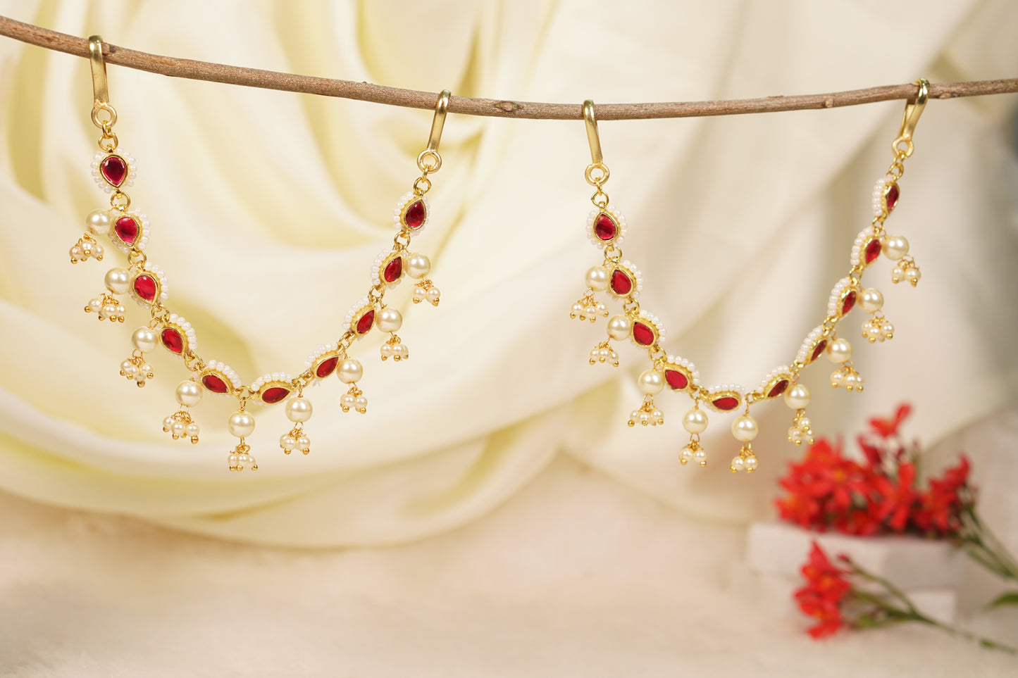 Kundan Pearl  Earchain 9-217