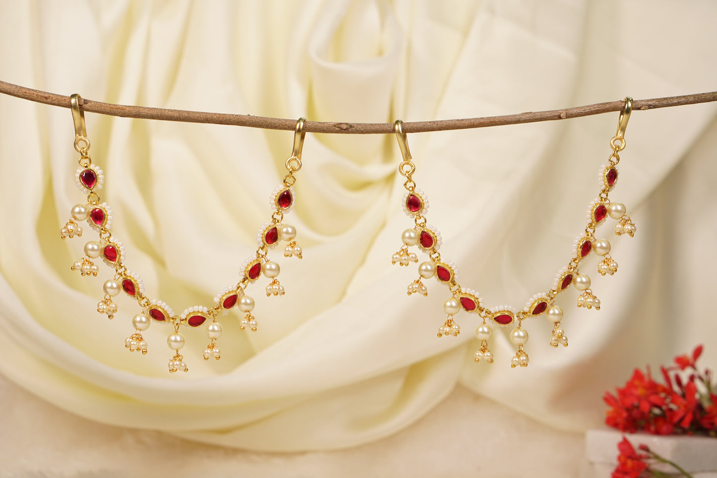 Kundan Pearl  Earchain 9-217