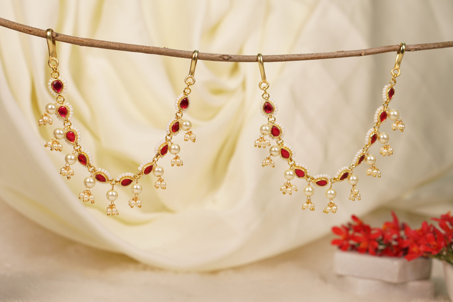 Kundan Pearl  Earchain 9-217
