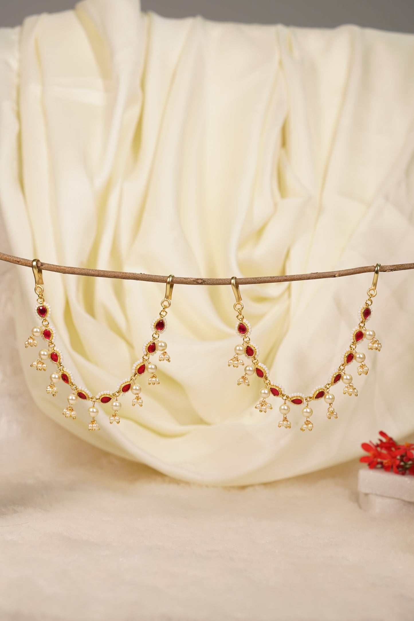 Kundan Pearl  Earchain 9-217