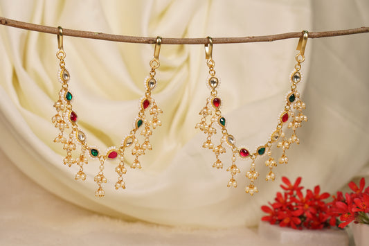 Kundan Multi colour Earchain 9-218