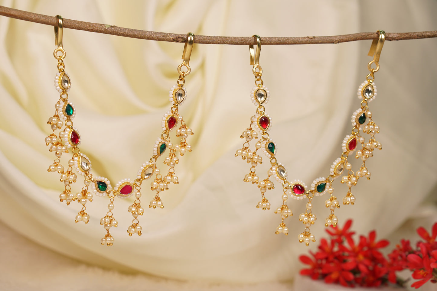 Kundan Multi colour Earchain 9-218