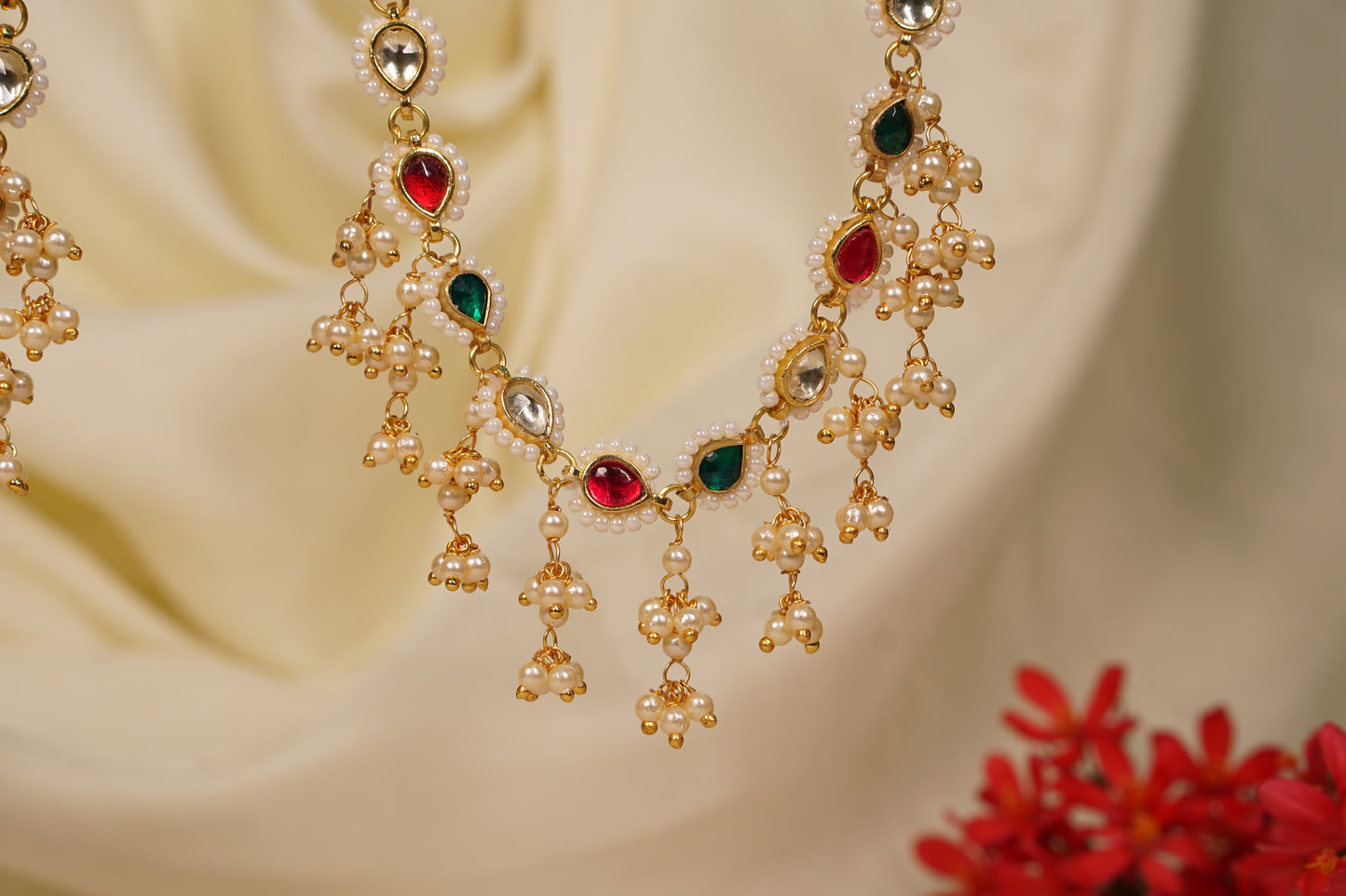 Kundan Multi colour Earchain 9-218