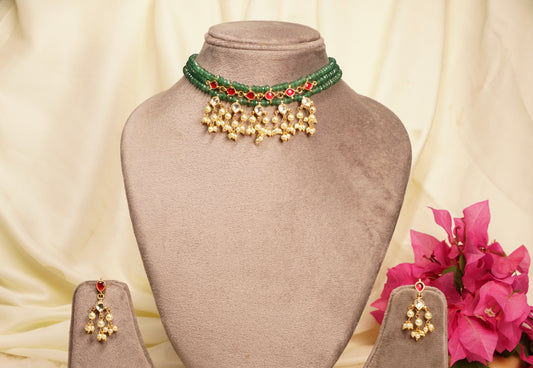 Green beads Necklace set H4-26