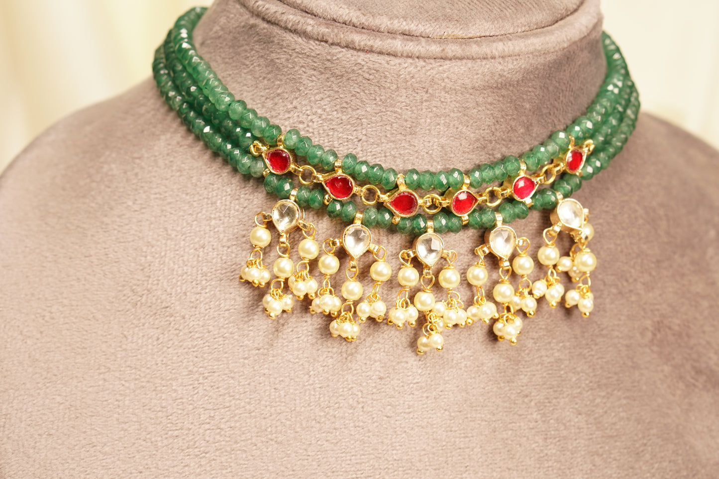 Green beads Necklace set H4-26