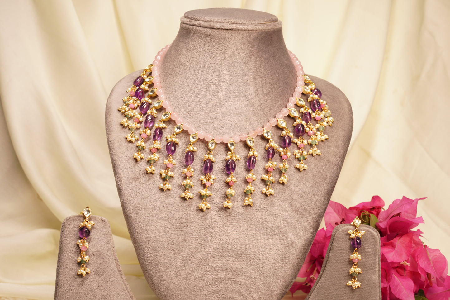 Purple beads Necklace Set H4-16
