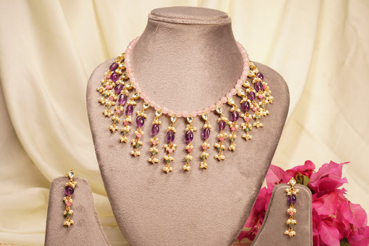 Purple beads Necklace Set H4-16