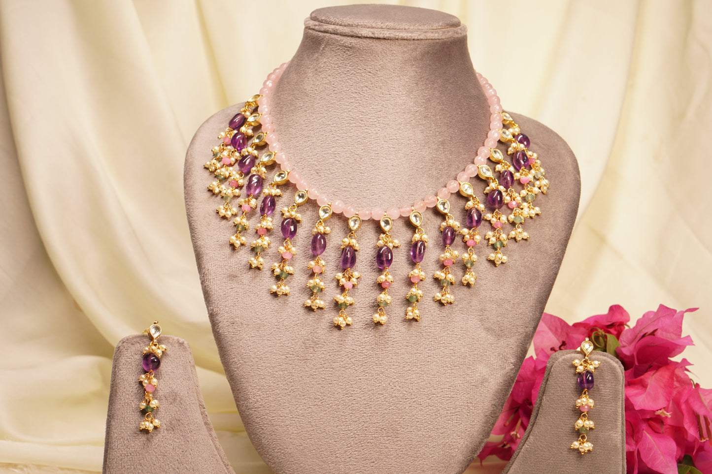 Purple beads Necklace Set H4-16