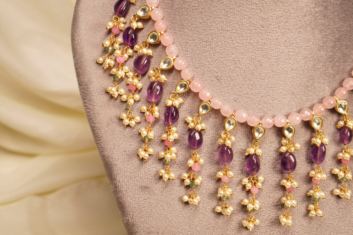 Purple beads Necklace Set H4-16