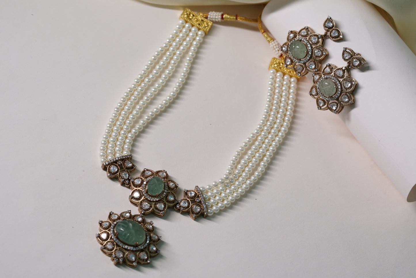 Mint Green Polki Necklace Set H1-079