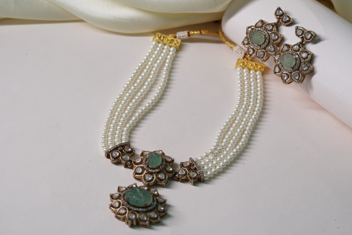 Mint Green Polki Necklace Set H1-079