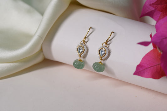 Green Stone Kundan Earrings 1-4194
