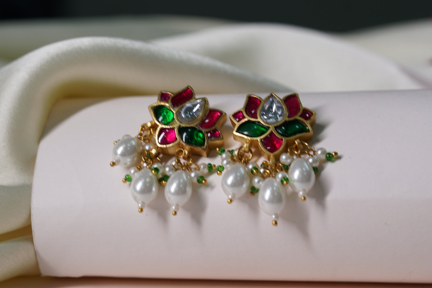 Kundan Lotus Earrings 1-3301