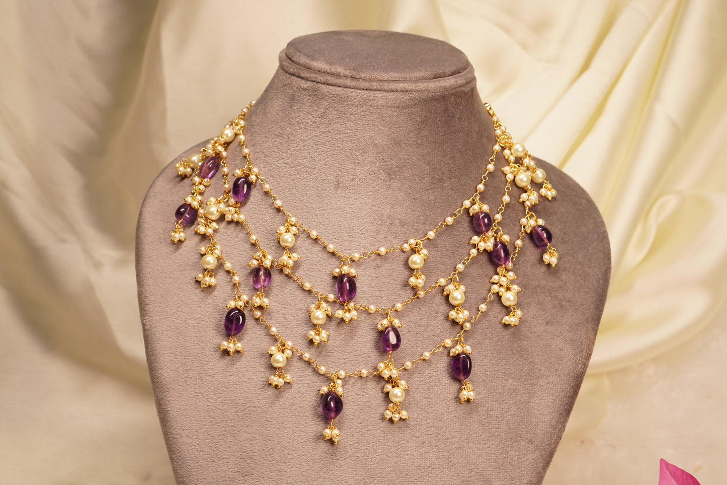 Purple beads Necklace H4-29