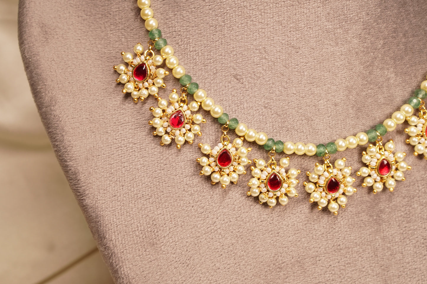 Kundan beads Necklace set H4-22