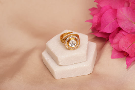 White Polki Ring H6-6