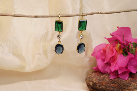 Oxidised stone earring H1-246