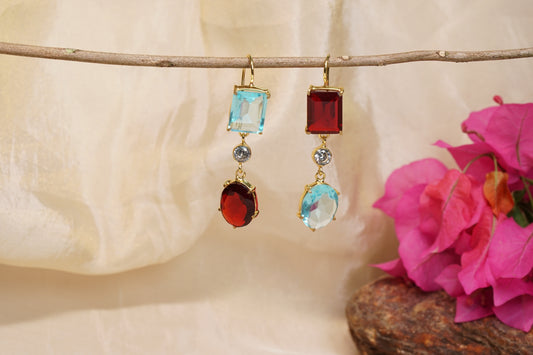 Oxidised stone earring H1-249