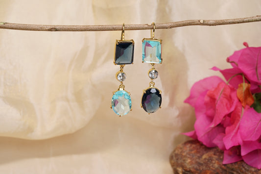 Oxidised stone earring H1-247