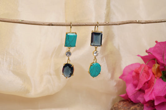 Oxidised stone earring H1-248