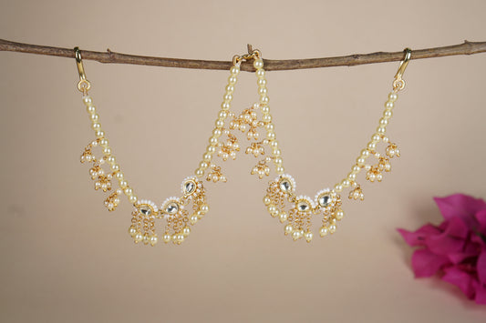 Pearl kundan Earchain H1-260