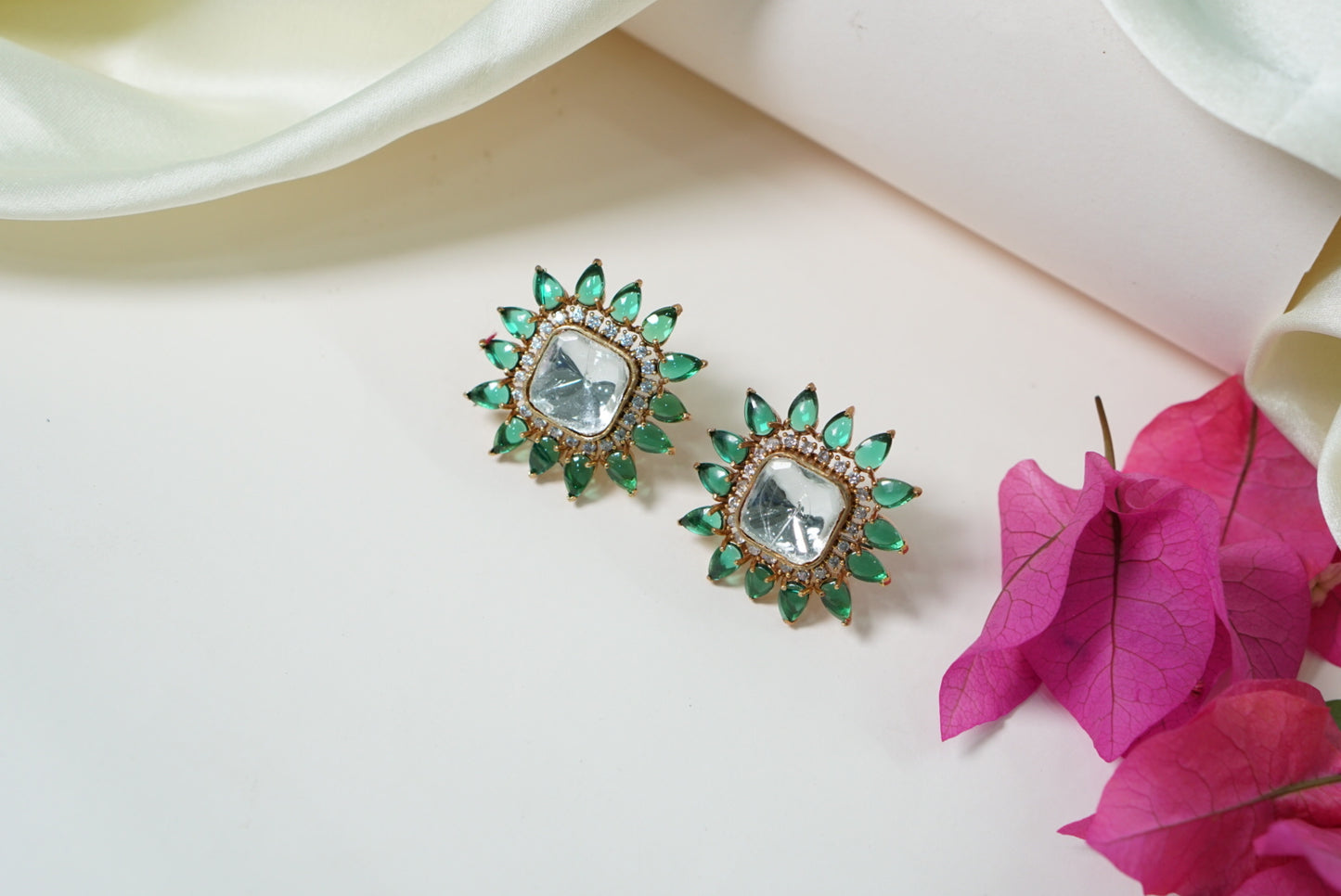 Green Polki Studs H1-114