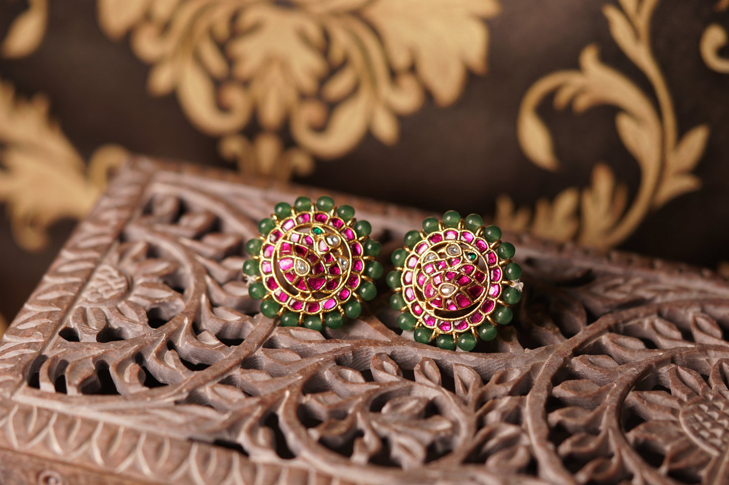 Kundan peacock studs H1-263