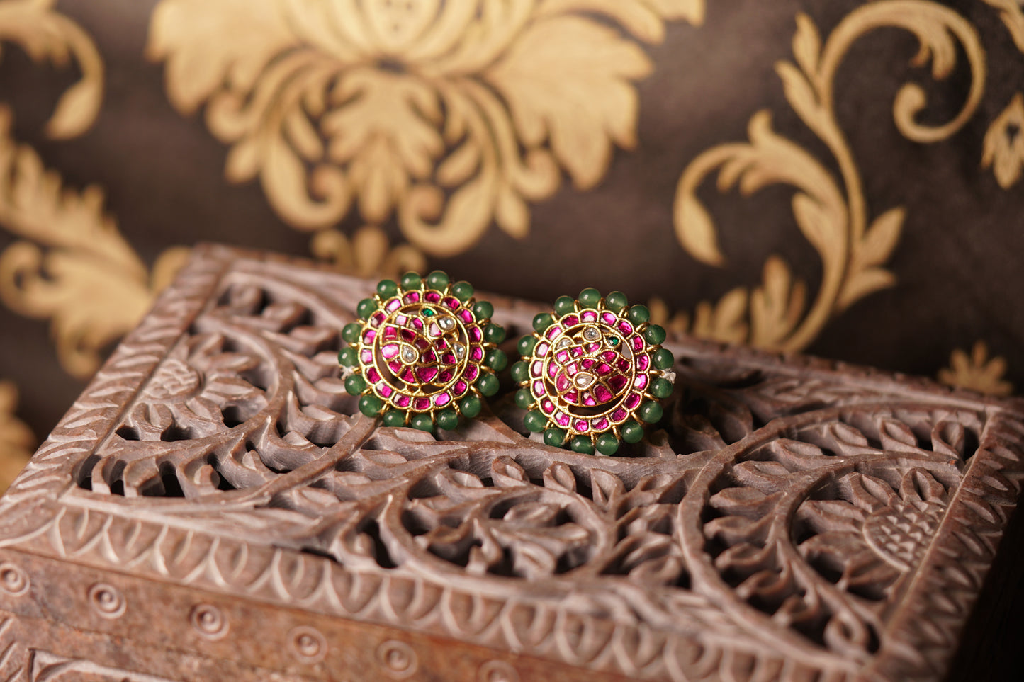 Kundan peacock studs H1-263