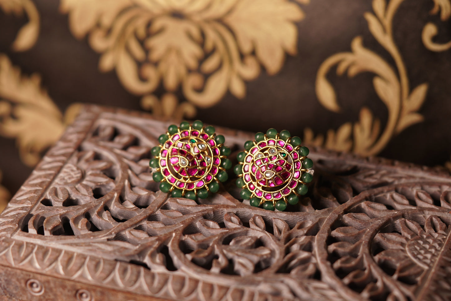 Kundan peacock studs H1-263