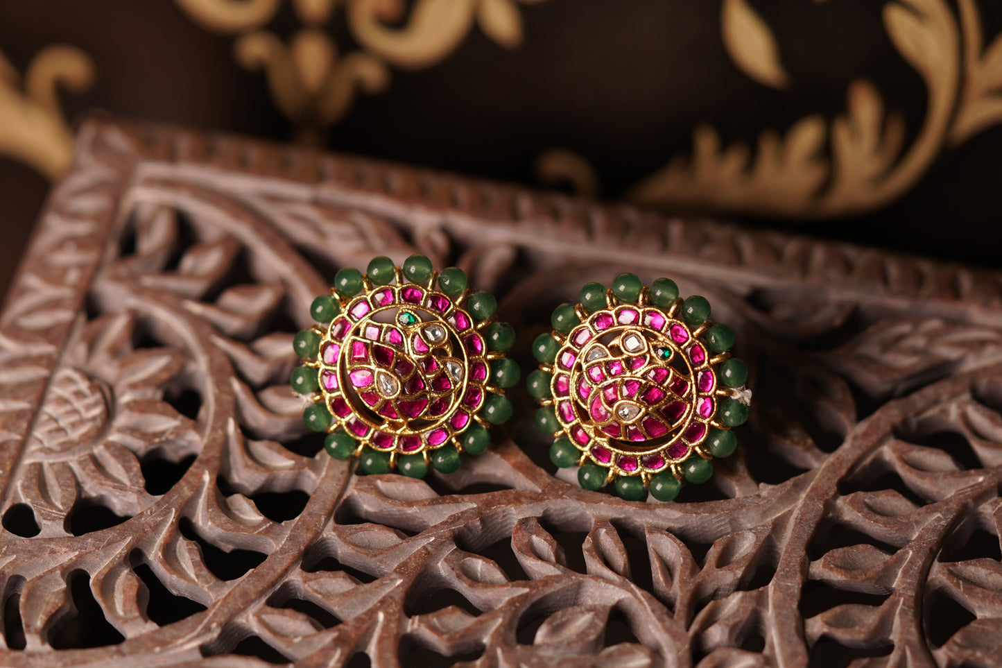 Kundan peacock studs H1-263