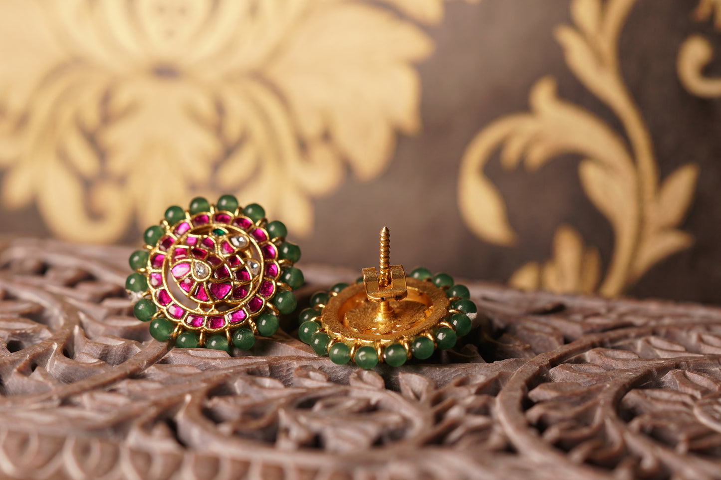 Kundan peacock studs H1-263