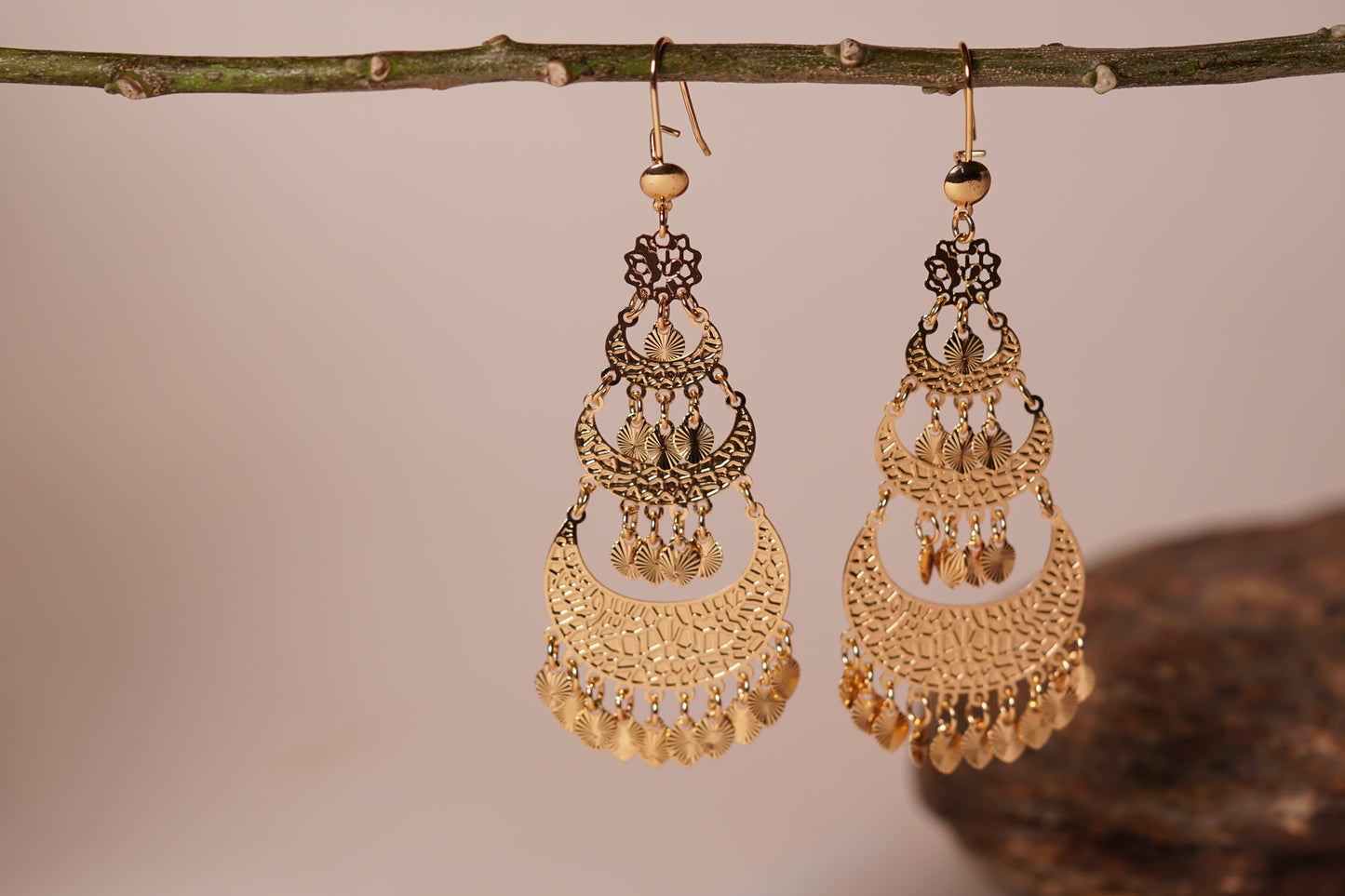 Brass gold polish Earrings H1-065