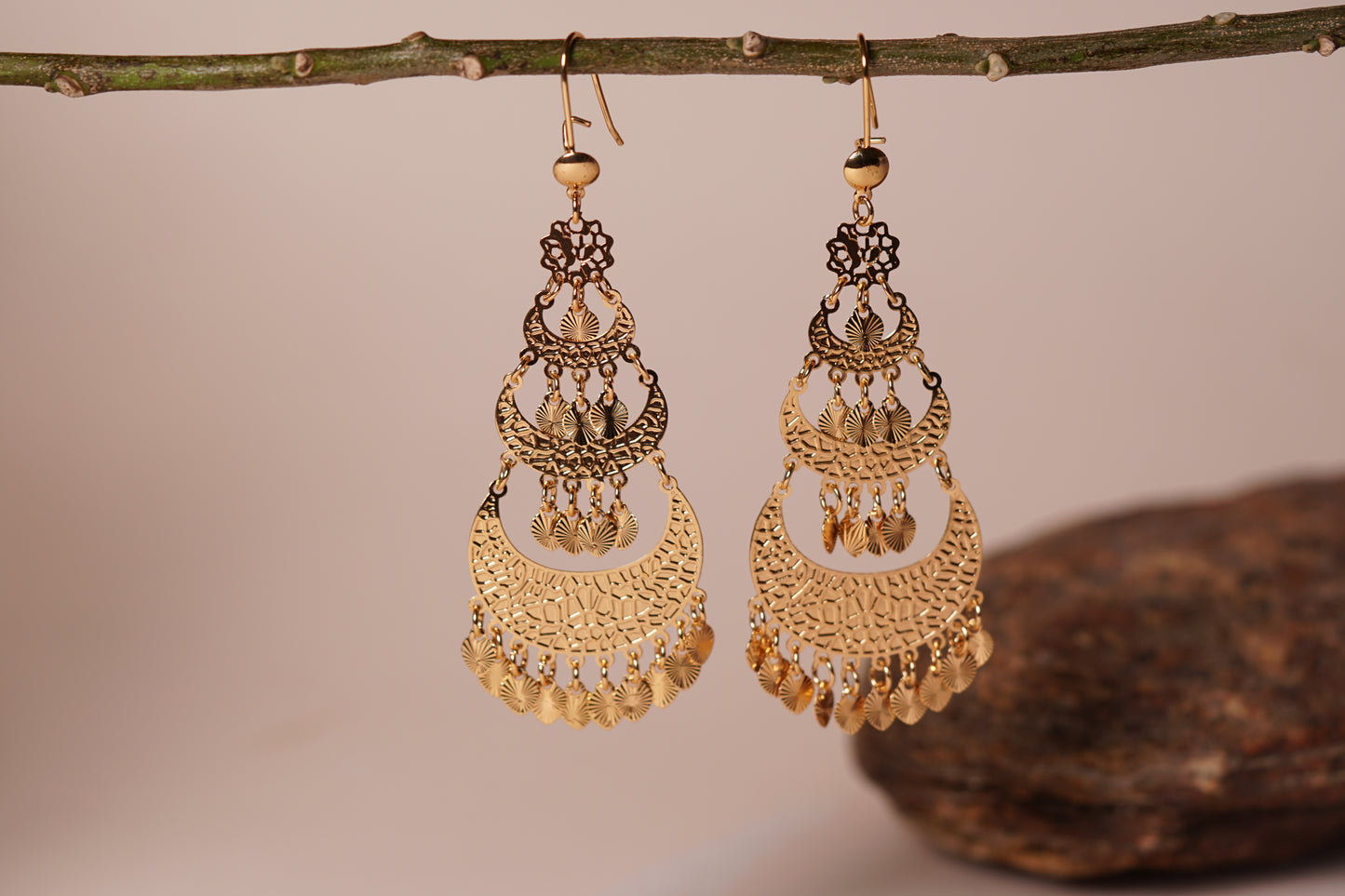 Brass gold polish Earrings H1-065