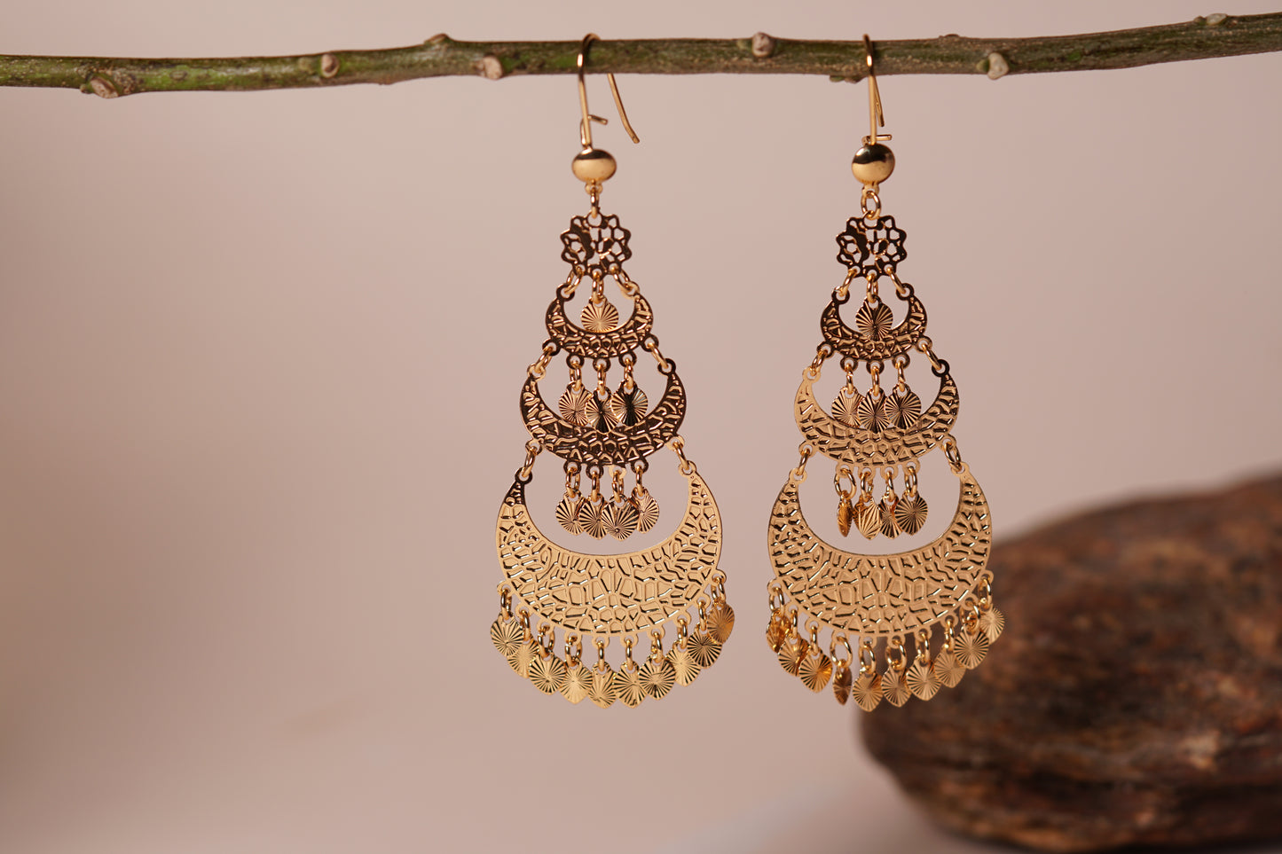 Brass gold polish Earrings H1-065