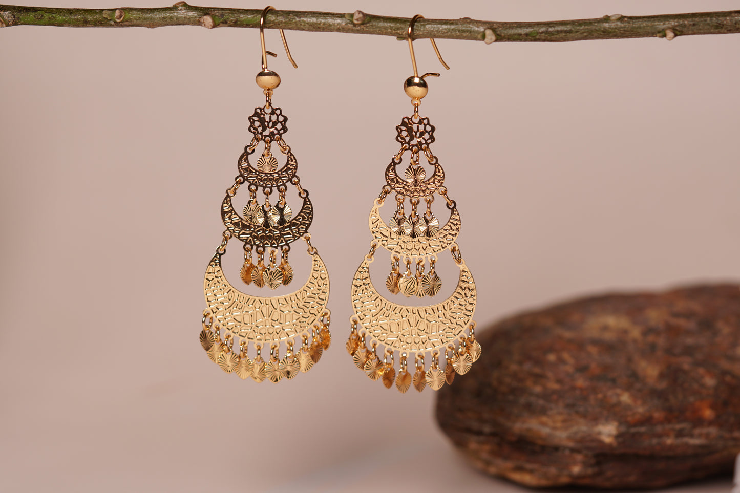 Brass gold polish Earrings H1-065