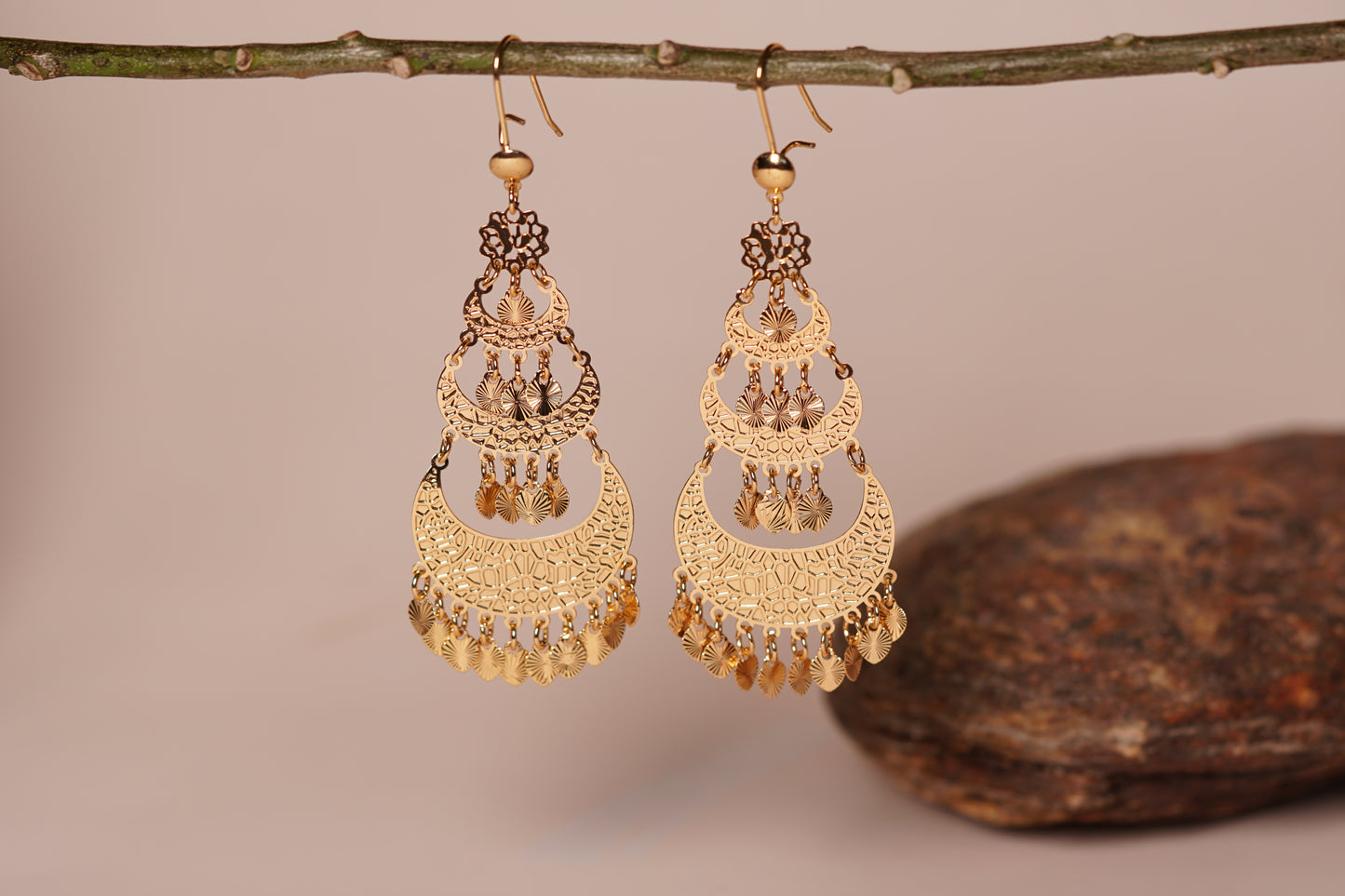 Brass gold polish Earrings H1-065