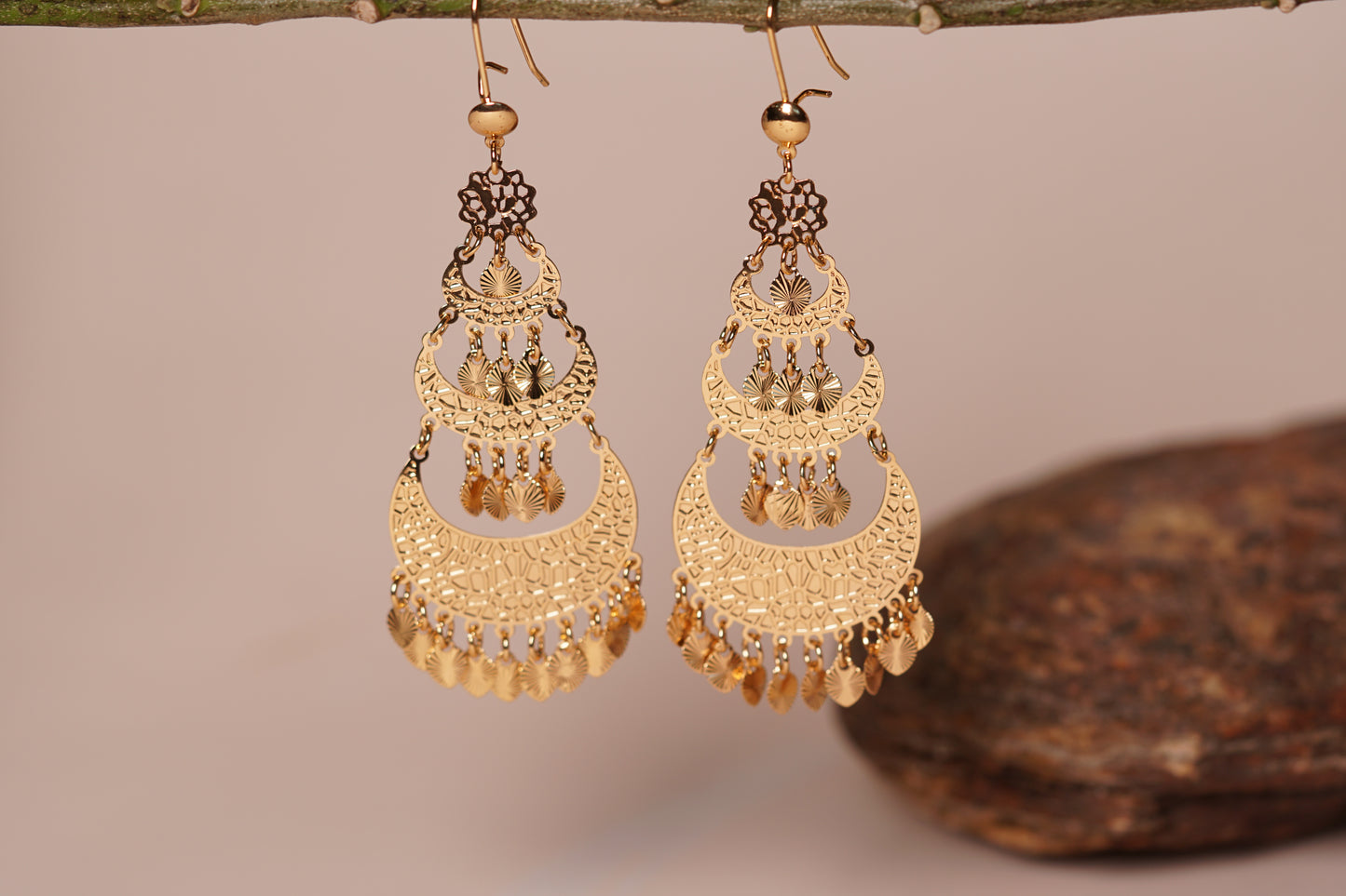 Brass gold polish Earrings H1-065