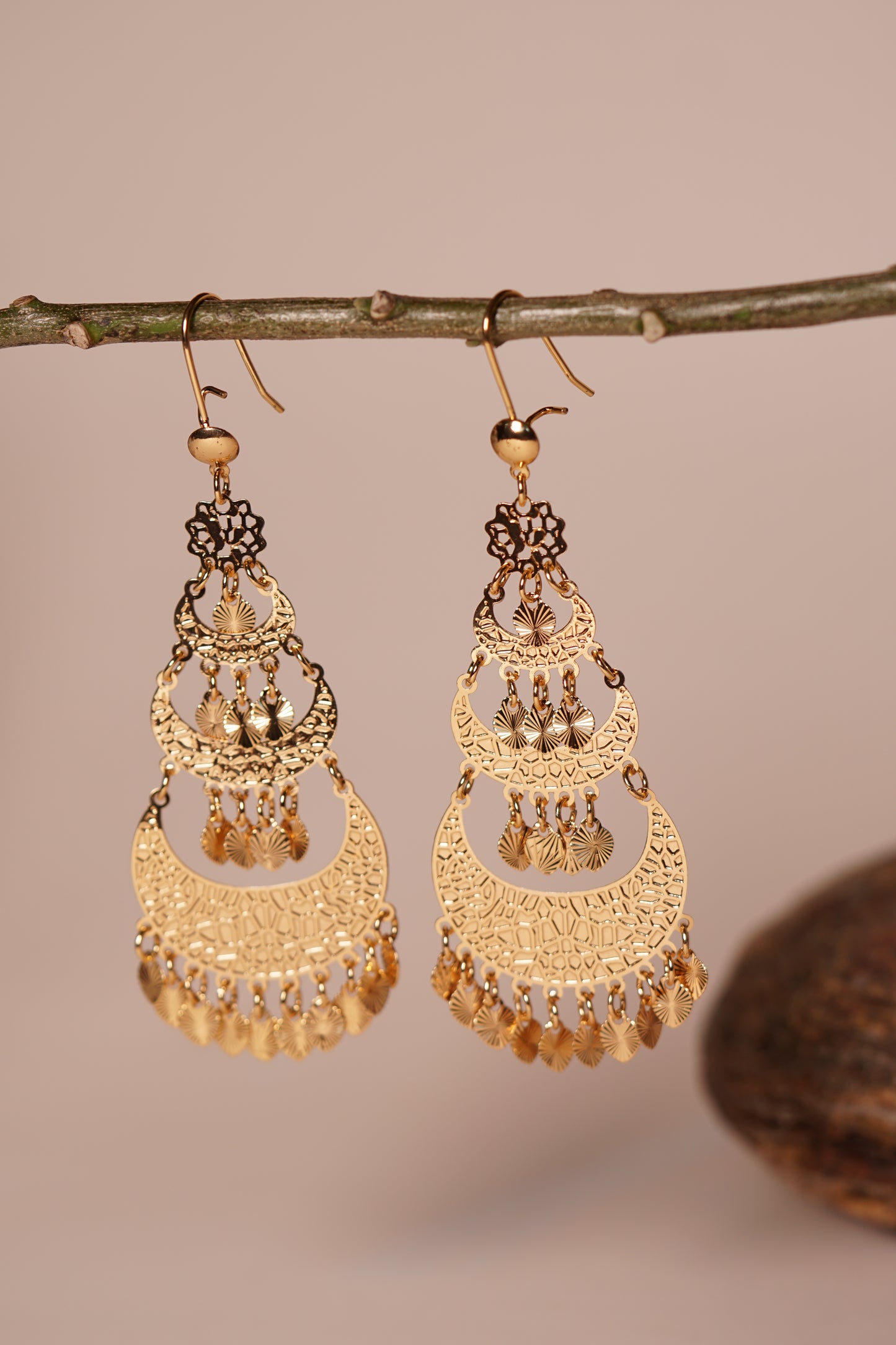 Brass gold polish Earrings H1-065