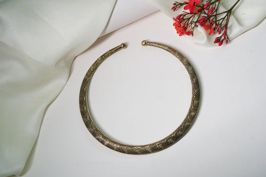 Gold polish oxidised Hasli necklace 4-7208