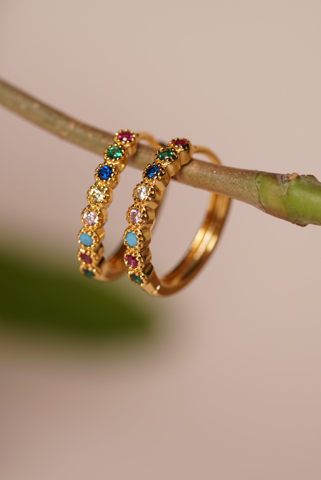 Small Multi colour stone Hoops H1-063