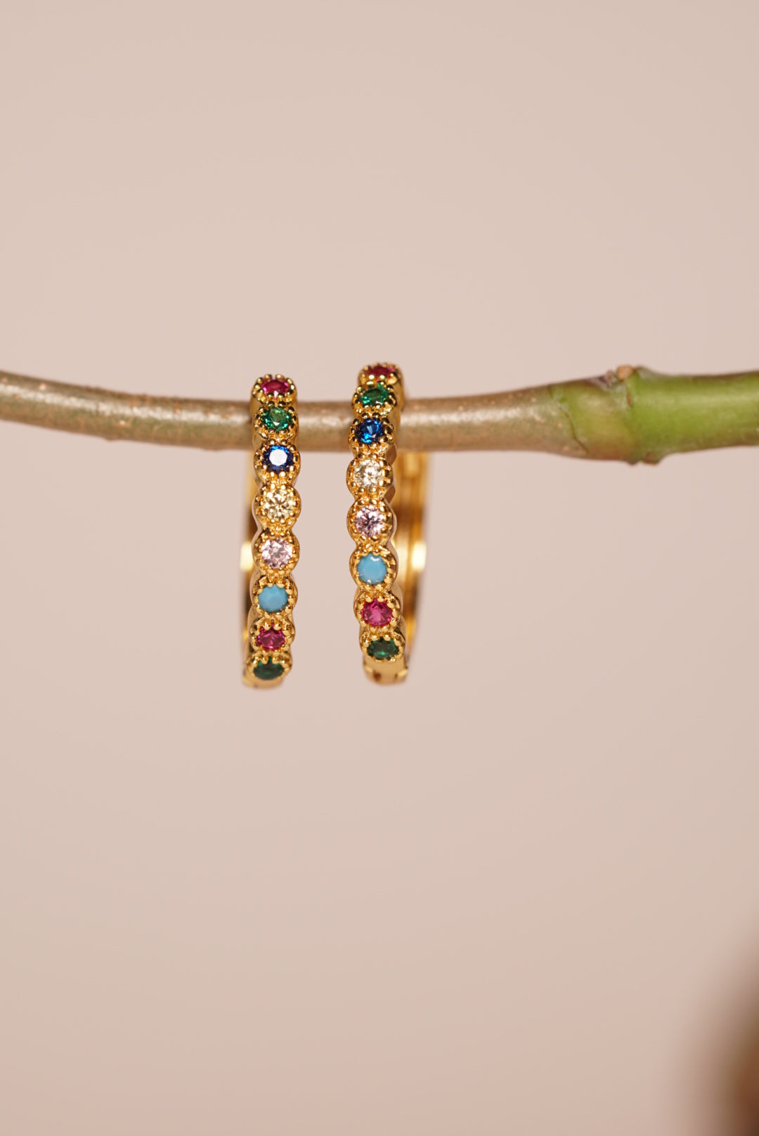 Small Multi colour stone Hoops H1-063