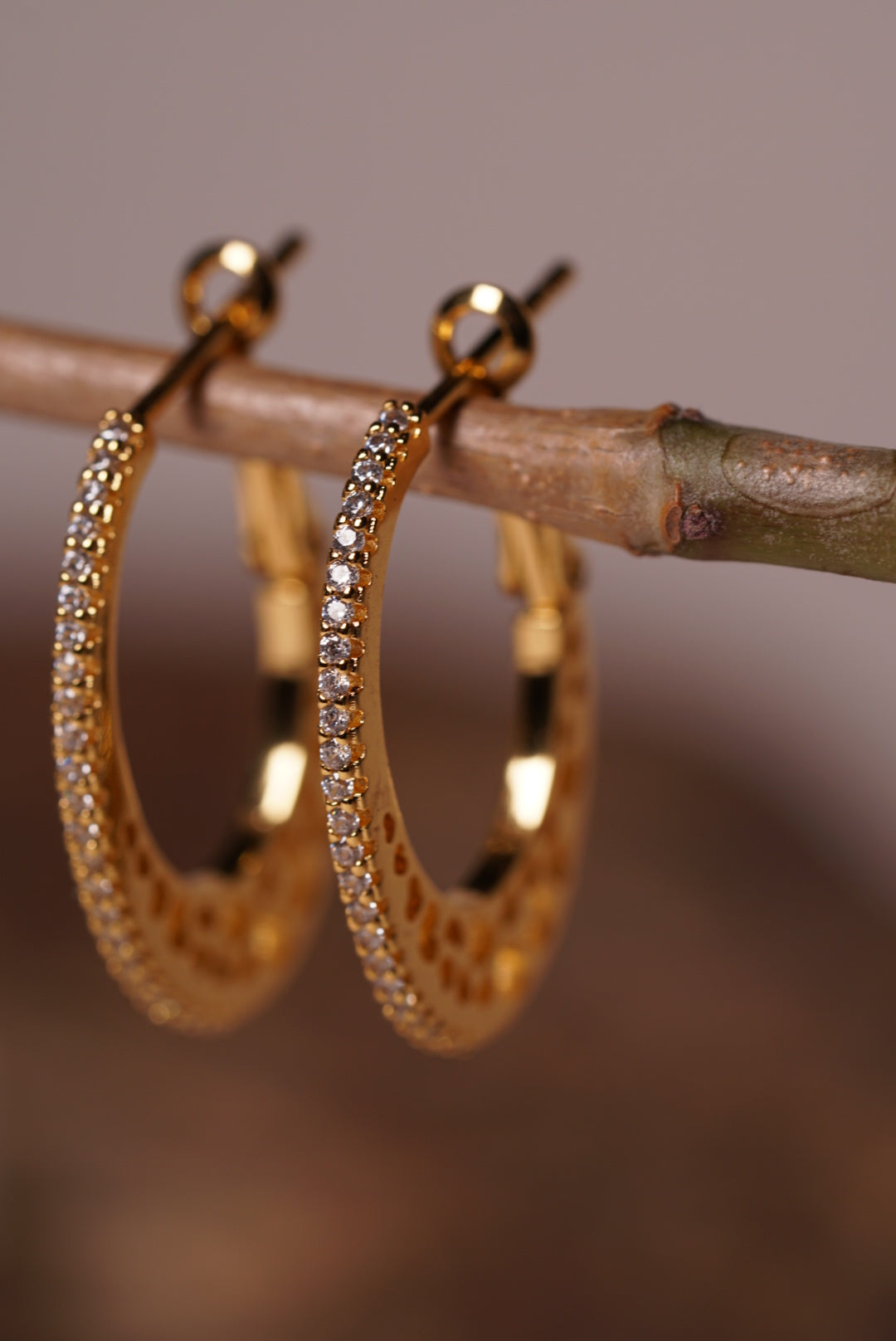 Brass gold polish AD stone Hoops H1-056