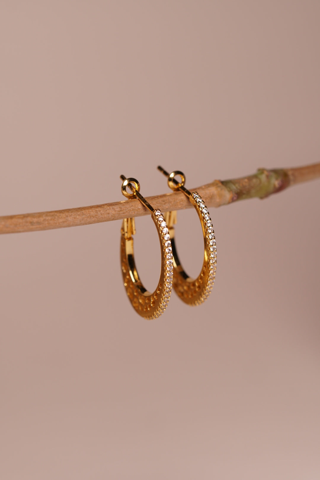 Brass gold polish AD stone Hoops H1-056