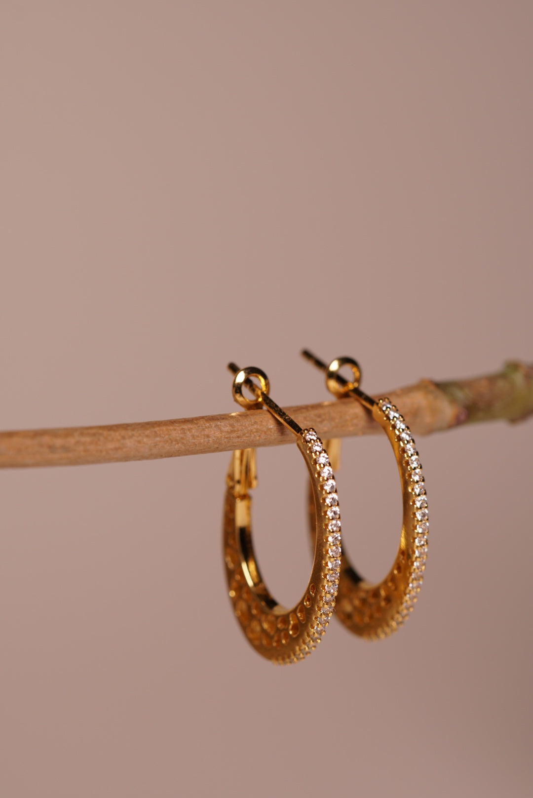 Brass gold polish AD stone Hoops H1-056