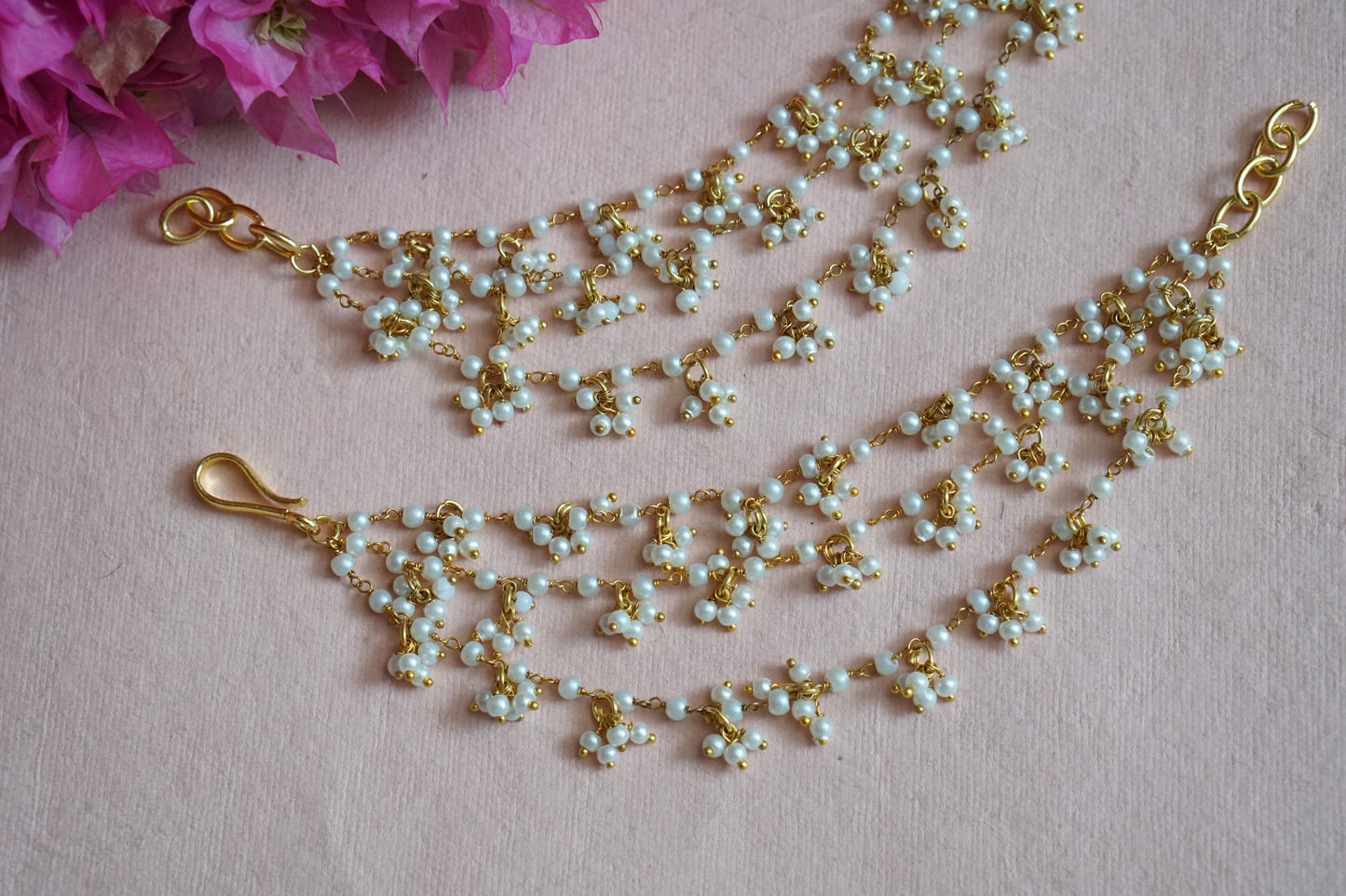 kundan 3 line earchain  H1-142