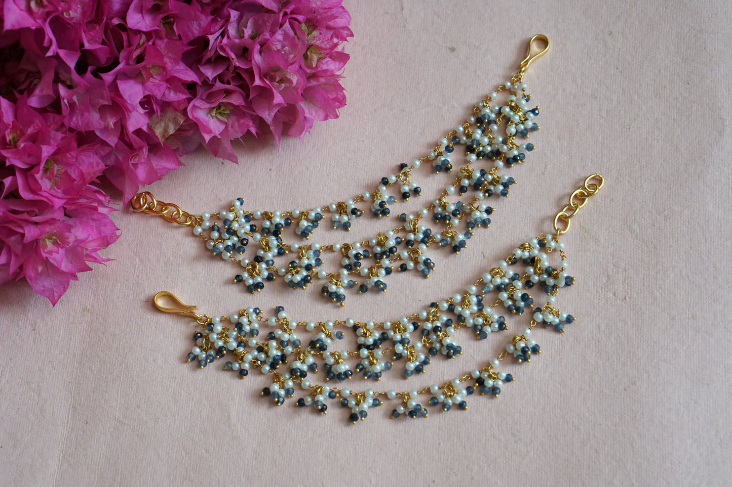 kundan 3 line earchain  H1-140