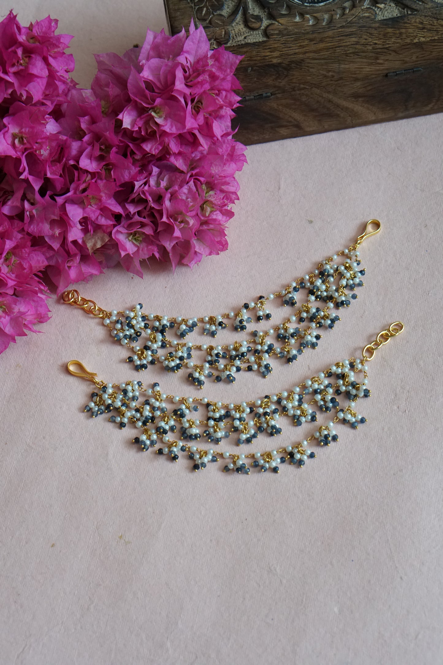 kundan 3 line earchain  H1-140