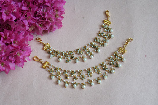 kundan 3 line earchain  H1-141