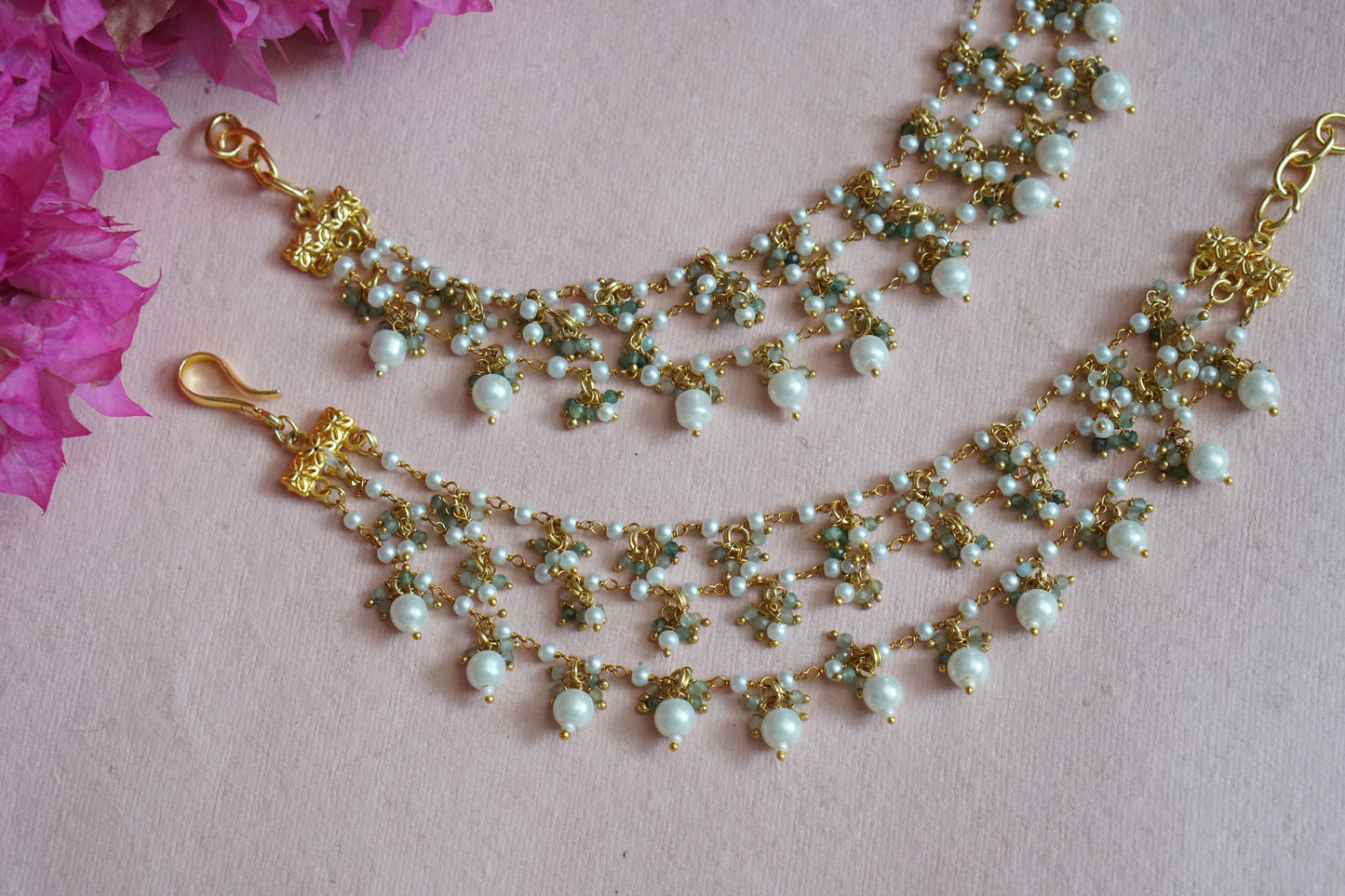kundan 3 line earchain  H1-141